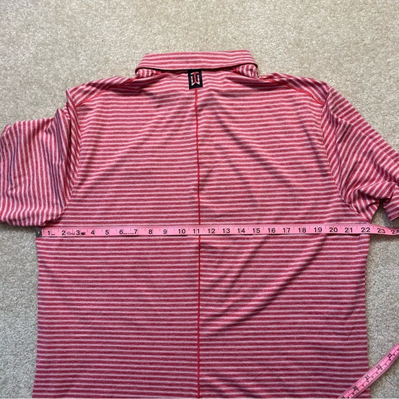 Nike Tiger Woods Polo Shirt Mens Large Red Stripes Golf Dri-Fit Embroidered Logo - Picture 9 of 12